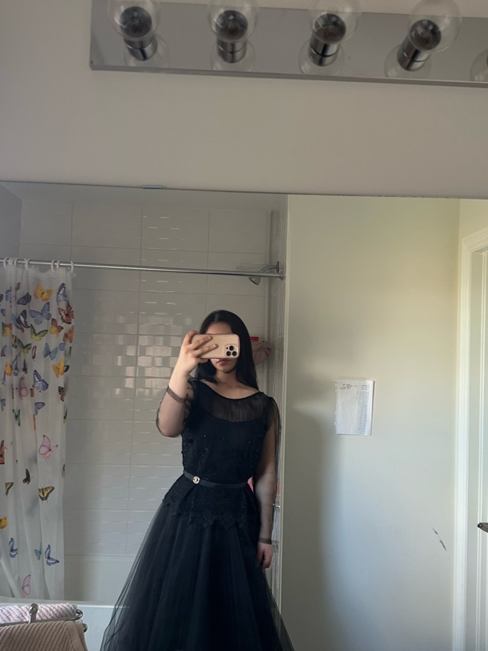 Elegant Black Tulle Maxi Dress